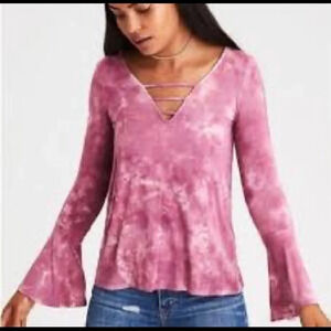 American Eagle Soft & Sexy Long Bell Sleeve Tie Dye Top - Size Small